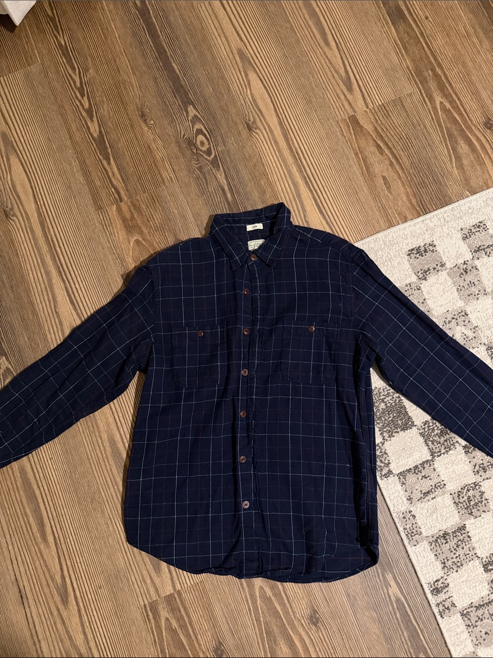 JCREW Men's Navy Windowpane Button-Down Shirt